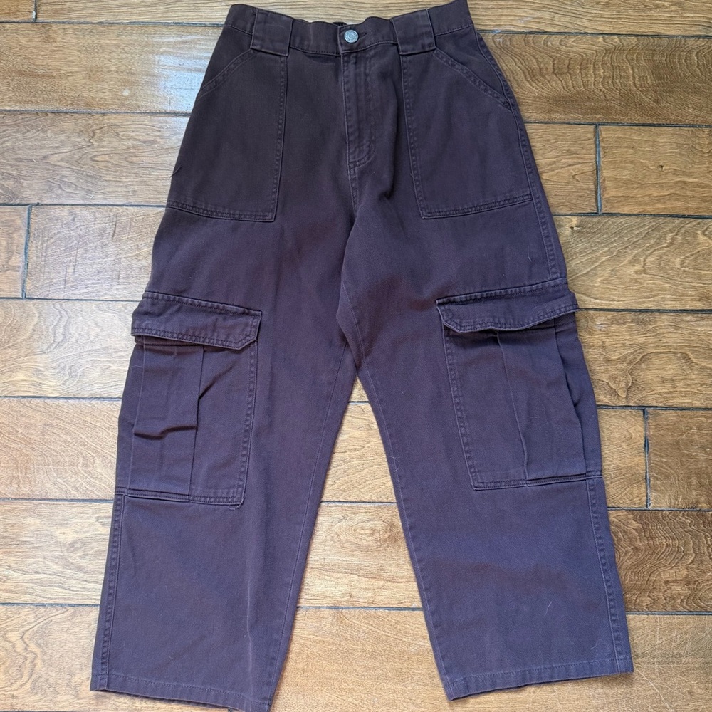 Garage Brown Cargo Pants Wide Leg Baggy High Rise Utility Y2K